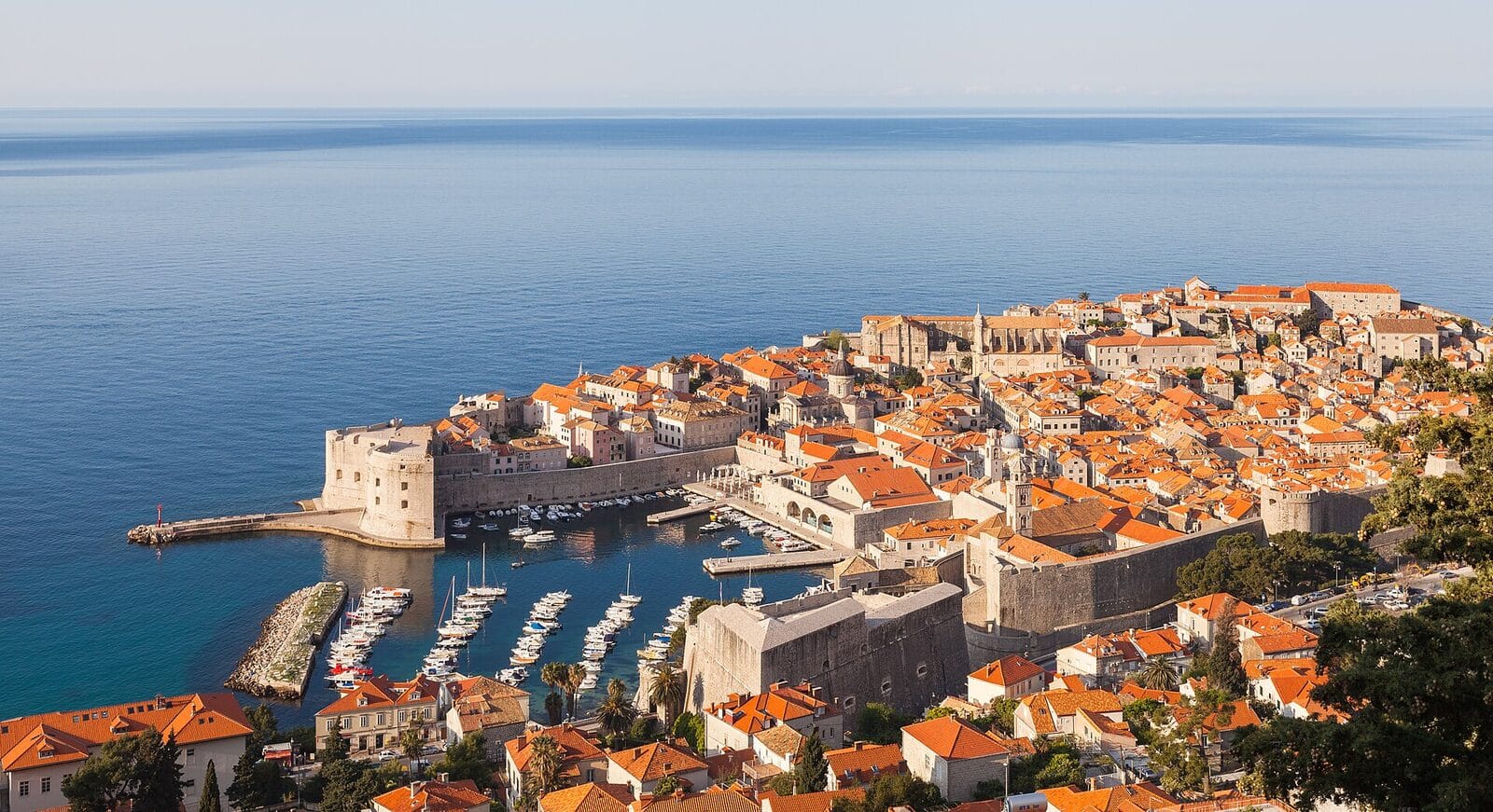 Dubrovnik's old town and harbour on the Adriatic