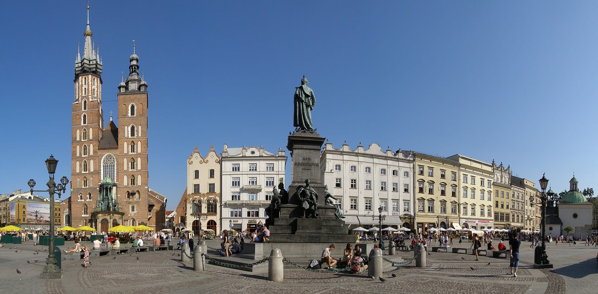 St Mary's Basilica rising over Kraków's Main Market Square