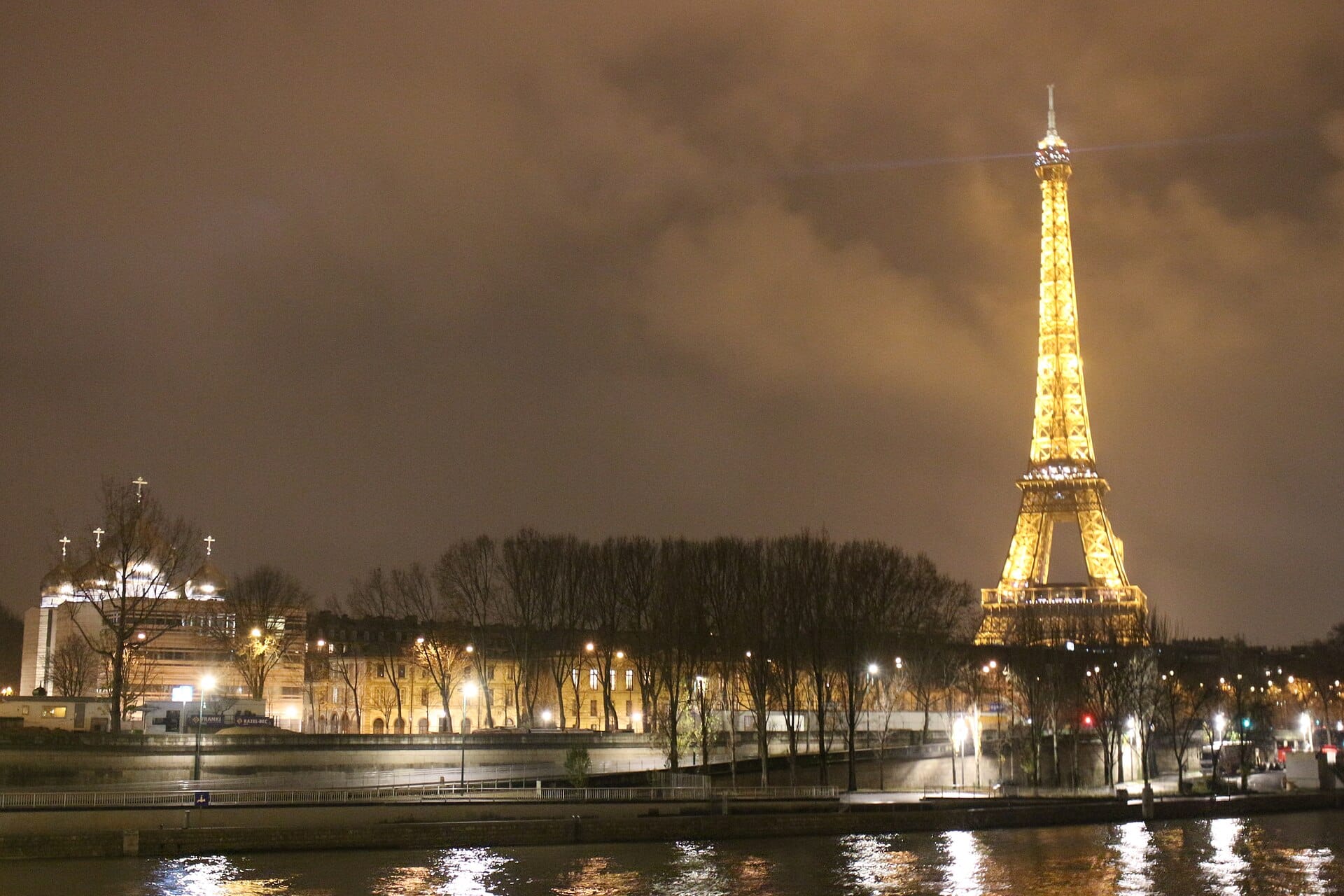 The Eiffel Tower at dusk